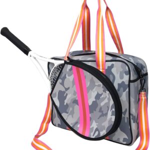 Tennis Tote Bag Racket Cover Bag Neoprene Perforate Camouflage Pickleball Bag with Adjustable Shoulder Strap